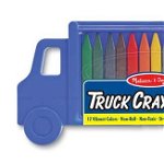 Set creioane colorate triunghiulare Truck Melissa and Doug 12 buc, 