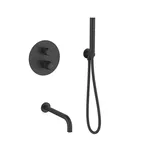Baterie cada incastrata cu set de dus Laveo Pretto Negru Mat, Laveo