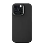 Husa Silicon compatibila Apple iPhone 15 Pro, Soft Matt, Protectie Camera Foto, Negru