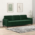 Canapea cu 3 locuri, catifea, verde inchis, 210 cm, model 3, VidaXL