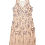 Imbracaminte Femei Adrianna Papell Beaded Tea Length Dress Champagne Sand