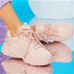 Pantofi Sport, culoare Roz, material Piele ecologica, Plasa - cod: P9570, 