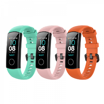 Set 3 curele sport pentru bratara fitness Huawei Honor Band 4 / 5 din silicon roz turcoaz portocaliu