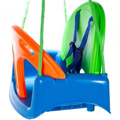 Leagan 3 in 1 pentru copii, cu Spatar si Bara de protectie detasabile, prevazut cu centura si Corzi de 100cm lungime 32 x 18 x 39.5 cm, Multicolor, MalPlay