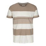 Tricou bej&crem in dungi Selected Homme New Rune, Selected Homme