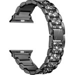 Curea iUni compatibila cu Apple Watch 1/2/3/4/5/6, 44mm, Luxury Belt, Black