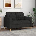 Canapea cu 2 locuri vidaXL, negru, 120 cm, material textil, 19 kg