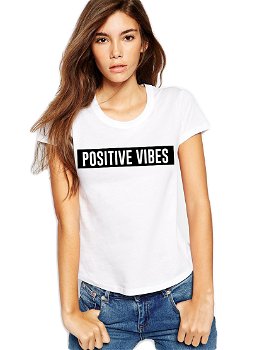 Tricou dama alb  - Positive Vibes, THEICONIC