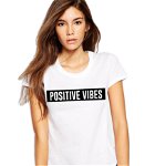 Tricou dama alb  - Positive Vibes, THEICONIC