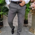 Pantaloni eleganti gri, cu textura, croiala conica- PN786, 