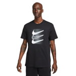 Nike, Tricou din bumbac cu imprimeu Swoosh, Negru, S