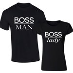 Set de tricouri negre Boss Man/Lady COD SN102, Zoom Fashion