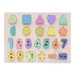Puzzle Incastru Montessori Cu Cifre si Forme Geometrice 3D Pastel, Krista