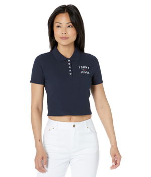 Imbracaminte Femei Tommy Jeans Short Sleeve Crop Polo Sky Captain, Tommy Jeans