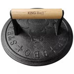 Presa din fonta pentru carne Kinghoff KH-1760, 22 cm, Maner din lemn, Negru/Lemn, Kinghoff