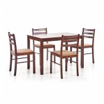 Set STARTER, masa fixa cu 4 scaune, dreptungiulara, 4 persoane, kasztan, 110x72x74 cm, Halmar