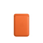 Husa de protectie Apple Leather Wallet with MagSafe, Portocaliu, Apple