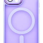 Husa tip MagSafe, Camera Protection Matte Silicon pentru iPhone 15 Pro Mov Deschis, OEM