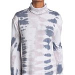 Imbracaminte Femei Go Couture Turtleneck Wide Sleeve Sweater White Tie Dye