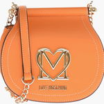 Moschino Love Faux Leather Bag With Chain Shoulder Strap And Golden L Orange, Moschino