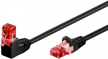 Cablu de retea cat 6 UTP cu 1 unghi 90 grade 5m Negru, Goobay G51518, Goobay
