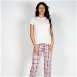 Pantaloni de pijama din bumbac cu elastic in talie 22MUR21068, FARA BRAND