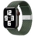 Curea Strap Fabric UPzz Compatibila Cu Apple Watch 2/3/4/5/6 (38/40mm), Verde - 7786, Upzz
