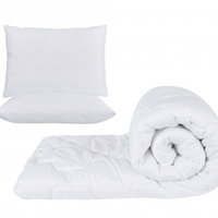 Set alb, pilota 220x200cm 250gsm + 2 perne albe matlasate 50x70cm