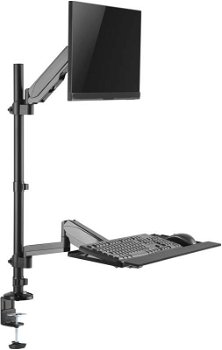 Suport birou monitor cu suport tastatura A+ SMTL1, 17''-32'', Negru