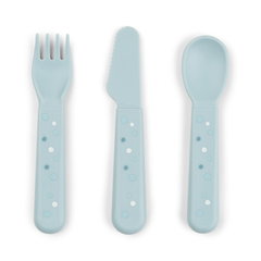 Set de tacamuri pentru copii Done by Deer Foodie Happy Dots, 3 piese, albastru, 12cm