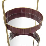 Stativ Glam dublu Bordo, 56.5x36.5x34.5 cm, metal/ sticlă, bordo/ auriu, Mauro Ferretti