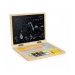 Laptop educational din lemn cu magnet si taste din lemn ecotoys g068 - roz, Ecotoys