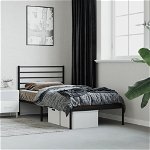 Cadru de pat metalic cu tablie vidaXL, negru, 75x190 cm, 11.15 Kg