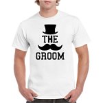 Tricou personalizat barbati alb The Groom 2, Sticky Art