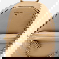 Michael Kors, Rucsac de piele cu buzunar exterior cu fermoar Slater, Maro nisip