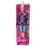 Papusa baiat blond cu bluza cu imprimeu geometric Barbie Fashionistas, 