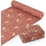 Rola de hartie Kraft, premium, pentru impachetat cadouri, tematica de Craciun, ecologica, reciclabila, 44.5cm x 25 m, Rosu