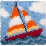 Goblen cu punct de nod tip covoraș – Barca pe apă, 30 x 30 cm