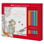 Set cadou Happy Zen, 8 creioane colorate + carte de colorat, FABER CASTELL, FABER-CASTELL