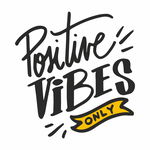 Sticker faianta sau perete bucatarie, cu mesaj, positive vibes only, negru-galben, 57 x 60, Priti Global