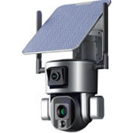 Camera de Supraveghere cu Panou solar 6W, 8 MP, Rezolutie 4K, Ultra HD, PTZ Bullet, CCTV IP fara fir, Zoom Optic 10x,, AleArtizan