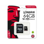 Card de memorie Kingston MicroSDXC 64GB Canvas Select 80R Class 10 UHS I si Adaptor, Nova Line M.D.M.