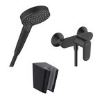 Set baterie si para de dus cu suport Hansgrohe Vernis Blend Negru Mat, Hansgrohe