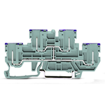 4-pin, double-deck carrier terminal block; 4-pin through terminal block; L; internal commoning; female plug conductor entry with violet marking; for DIN-rail 35 x 15 and 35 x 7.5; gray, Wago