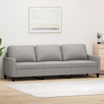 Canapea cu 3 locuri vidaXL, gri deschis, 210 cm, material textil, 27.3 kg