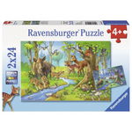 Puzzle Animalele Padurii, 2X24 Piese, Ravensburger