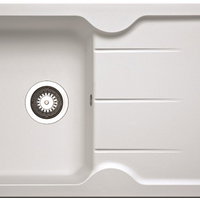 Chiuveta Pyramis PORTO 1B 1D Snow, din material granit, 1 cuva+picurator, gol de incastrare 45 cm, alb