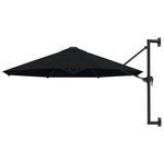 Umbrelă de soare de perete cu stâlp metalic, negru, 300 cm