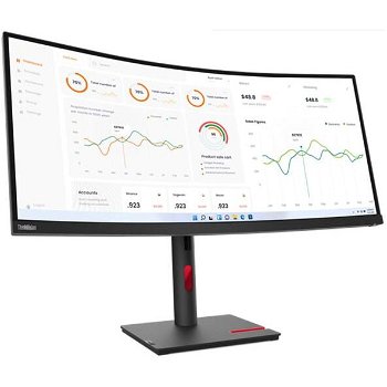 Monitor Lenovo ThinkVision T34w-30, 34" (3440x1440) WLED, Anti-glare, Curvature: 1500R, Speakers: Modular Soundbar Support, View Angle (H / V): 178° / 178°, Response Time: 4 ms (Extreme mode) / 6 ms (Typical mode), Color Support: 16.7 Million, Refresh Ra, Lenovo