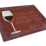 Caroline`s Treasures Cele mai bune vinuri sunt cele pe care le bem cu prietenii Glass Cutting Board Large Multicolore 12H x 16W, 